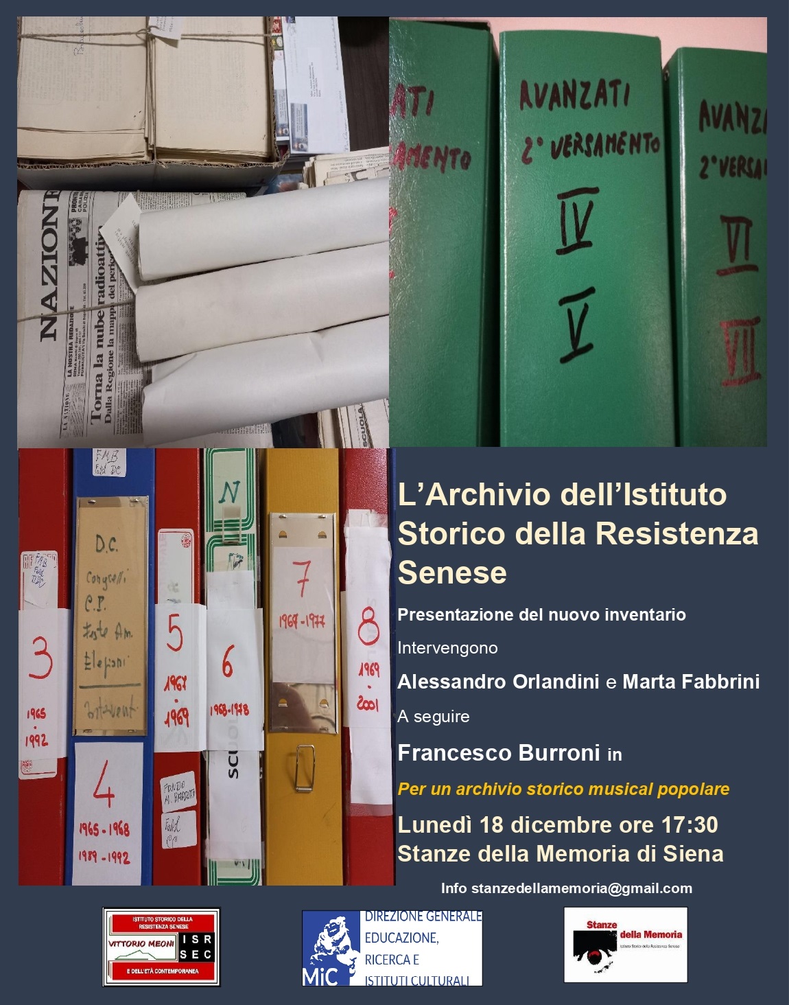 18 dicembre. L'Istituto Storico presenta il nuovo inventario del suo archivio