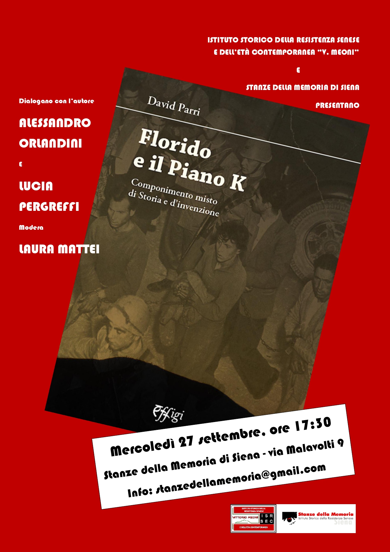 27 settembre. Presentazione del libro "Florido e il piano K" di David Parri alle SDM di Siena